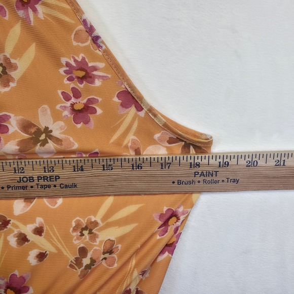 Daniel Rainn Dress Women M Orange Crochet Halter Floral Tiered Resort Flowy Midi - Picture 4 of 16